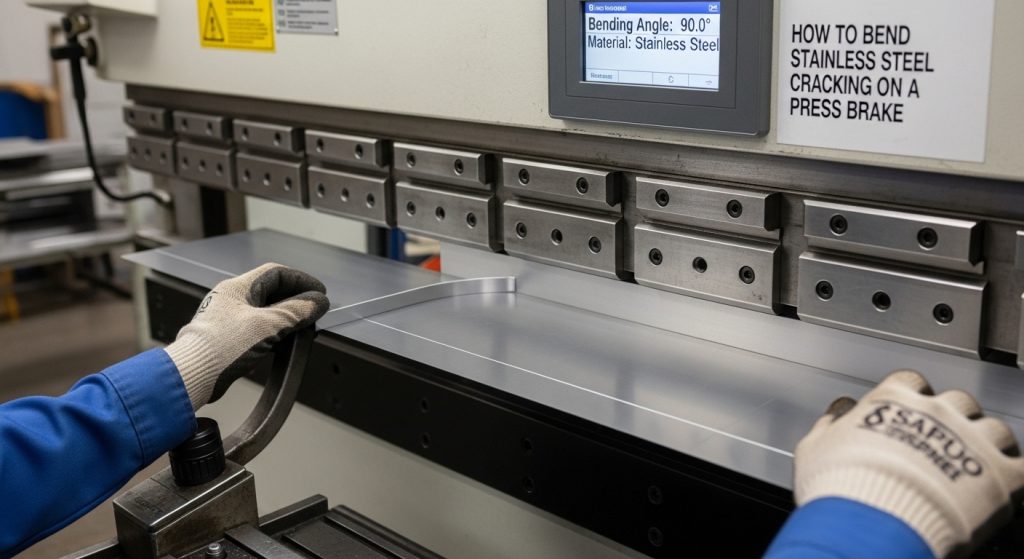 프레스 브레이크에서 균열이 가지 않고 스테인리스 스틸을 굽히는 방법
