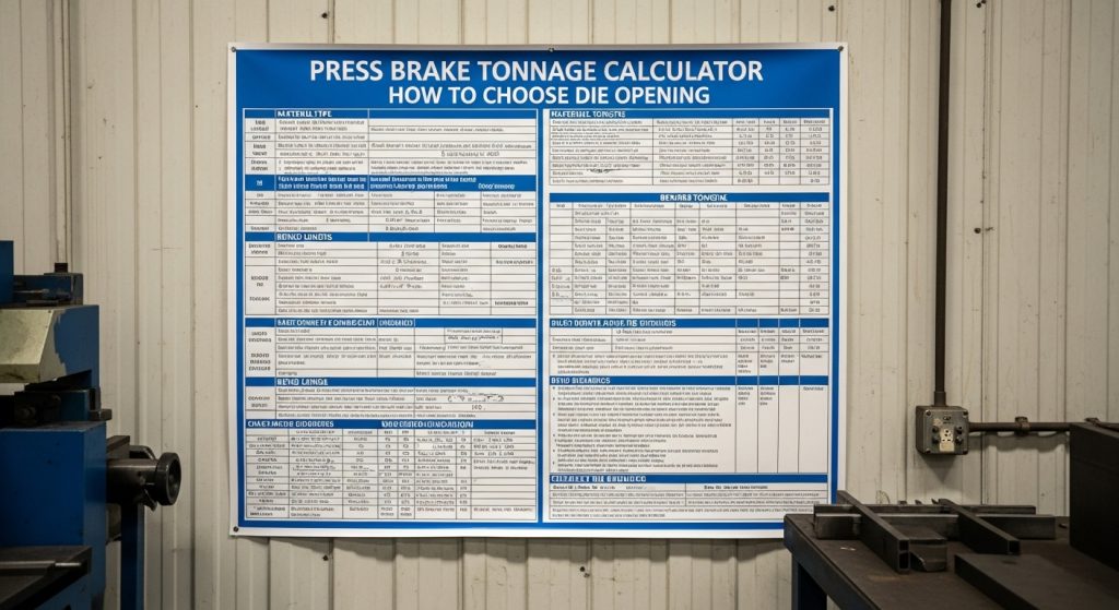 プレスブレーキトン数計算機 ダイオープニングの選択方法